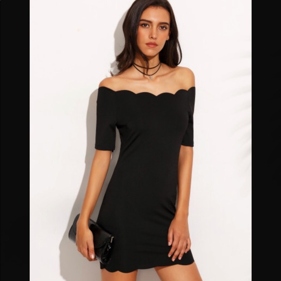 Dresses & Skirts - Bardot Neckline Scallop Hem Dress
